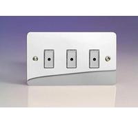 Varilight 3-Gang 1-Way Remote/Tactile Touch Control Master LED Dimmer Light Switch 3 x 0-100W (Max 10 LEDs) Polished Chrome JFCE103