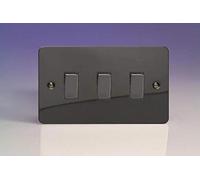 Varilight 3-Gang 10A 1- or 2-Way Rocker Light Switch (Twin Plate) Iridium XFI93D