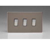 Varilight 3-Gang 10A 1- or 2-Way Rocker Light Switch (Twin Plate) Pewter XDR93S