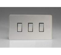 Varilight 3-Gang 10A 1- Or 2-Way Rocker Light Switch (Twin Plate) Polished Chrome Xdc93S