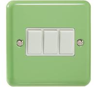 Varilight 3-Gang 10A 1- or 2-Way Rocker Switch Beryl Green