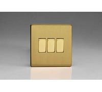 Varilight - 3G 1 or 2W 10A Switch Dimension Screwless Brushed Brass - XDB3S