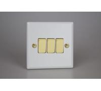 Varilight 3-Gang 10A 1- or 2-Way Rocker Switch Matt White