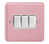 Varilight 3-Gang 10A 1- or 2-Way Rocker Switch Rose Pink