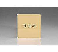 Varilight 3-Gang 10A 1- or 2-Way Toggle Light Switch Polished Brass XDVT3S