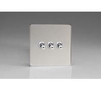 Varilight 3-Gang 10A 1- or 2-Way Toggle Light Switch Polished Chrome XDCT3S