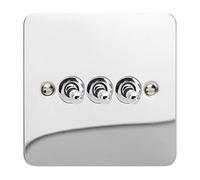 Varilight 3-Gang 10A 1- or 2-Way Toggle Switch Polished Chrome