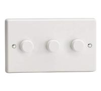 Varilight 3-Gang 2-Way V-Dim Push On/Off Rotary Dimmer 3 x 40-250W (Twin Plate) White Plastic