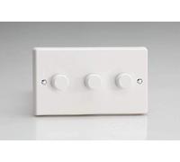 Varilight - 3 Gang 1 or 2 Way 3x250 Watt Push on/Push off Standard Dimmer Switch Classic White Plastic - HQ43W
