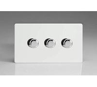Varilight 3-Gang 2-Way V-Pro Push On/Off Rotary LED Dimmer 3 x 0-120W (Twin Plate) Premium White