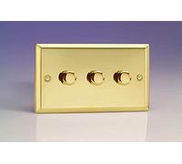 Varilight V-Pro Victorian Brass 3 Gang LED Trailing Edge Dimmer Switch 1 or 2 Way