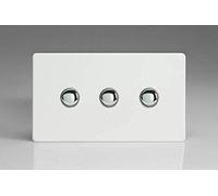 Varilight 3-Gang 6A 1- or 2-Way Push-On/Off Impulse Switch (Twin Plate) Premium White XDQP3S