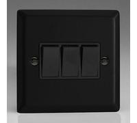 Varilight 3-Gang 10A 1- or 2-Way Rocker Switch Matt Black