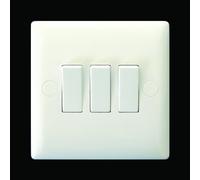 Varilight 3 Gang (Triple), 1 or 2 Way 10 Amp Switch, White Moulded Bevel - XO3W