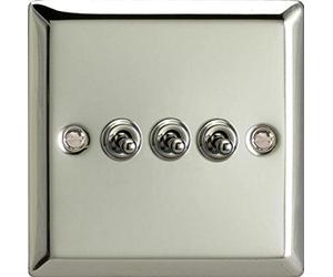 Varilight - 3G 1 or 2W 10A Classic Toggle Switch Chrome - XCT3