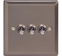 Varilight - 3G 1 or 2W 10A Classic Toggle Switch Pewter - XRT3 by Varilight