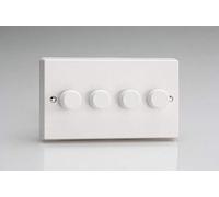 Varilight - 4 Gang 1 or 2 Way 4x250 Watt Push on/Push off Standard Dimmer Switch Classic White Plastic - HQ44W
