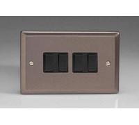 Varilight 4-Gang 10A 1- or 2-Way Rocker Light Switch (Twin Plate) Pewter XR9B