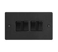 Varilight 4-Gang 10A 1- or 2-Way Rocker Switch (Twin Plate) Matt Black