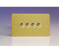 Varilight 4-Gang 10A 1- or 2-Way Toggle Light Switch (Twin Plate) Brushed Brass XFBT9