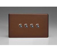 Varilight 4-Gang 10A 1- or 2-Way Toggle Light Switch (Twin Plate) Mocha XDMT9S