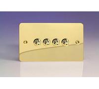 Varilight 4-Gang 10A 1- or 2-Way Toggle Light Switch (Twin Plate) Polished Brass XFVT9