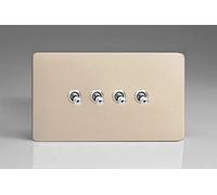 Varilight 4-Gang 10A 1- or 2-Way Toggle Light Switch (Twin Plate) Satin Chrome XDNT9S