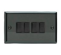 Varilight 4-Gang 2-Way Rocker Light Switch - Classic Iridium With Black Rockers, Xi9B