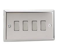 Varilight 4-Gang 2-Way Rocker Light Switch - Classic Mirror Chrome With Chrome Rockers, Xc9D