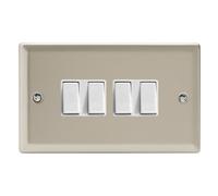 Varilight 4-Gang 2-Way Rocker Light Switch - Classic Satin With White Rockers, Xn9W
