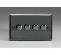 Varilight 4-Gang 2-Way V-Pro Push On/Off Rotary LED Dimmer 4 x 0-120W (Twin Plate) Iridium