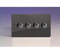 Varilight 4-Gang 2-Way V-Pro Push On/Off Rotary LED Dimmer 4 x 0-120W (Twin Plate) Iridium