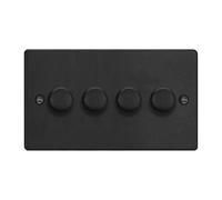 Varilight 4-Gang 2-Way V-Pro Push On/Off Rotary LED Dimmer 4 x 0-120W (Twin Plate) Matt Black