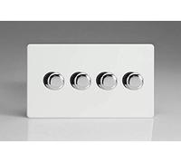 Varilight 4-Gang 2-Way V-Pro Push On/Off Rotary LED Dimmer 4 x 0-120W (Twin Plate) Premium White
