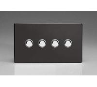 Varilight 4-Gang 6A 1- or 2-Way Push-On/Off Impulse Switch (Twin Plate) Premium Black XDLP4S