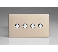 Varilight 4-Gang 6A 1- or 2-Way Push-On/Off Impulse Switch (Twin Plate) Satin Chrome XDNP4S