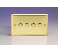 Varilight 4-Gang 6A 1-Way Push-To-Make Momentary Switch (Twin Plate) Victorian Brass Xvm4