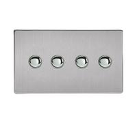 Varilight 4-Gang 6A 1-Way Push-to-Make Momentary Switch (Twin Plate) Brushed Steel XDSM4S