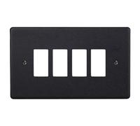 Varilight 4-Gang PowerGrid Plate Including Yoke (Twin Plate) Matt Black