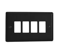 Varilight XYPGY4.MB Urban Matt Black 4 Gang PowerGrid Plate (Twin Plate)