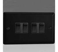 Varilight 4 Gang Rocker Light Switch - Matt Black