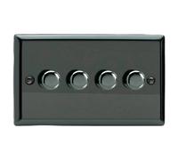 Varilight 4-Gang V-Pro Rotary 2-Way Led Dimmer 4 X 0-120W - Classic Iridium With Iridium Knob, Jidp254