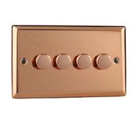 Varilight 4-Gang V-Pro Rotary 2-Way Led Dimmer 4 X 0-120W - Urban Polished Copper With Polished Copper Knob, Jydp254.cu