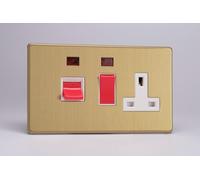 Varilight - 45A Cooker Panel (with 13A Switched Socket) And With Neon Dimension Screwless Brushed Brass - XDB45PNWS