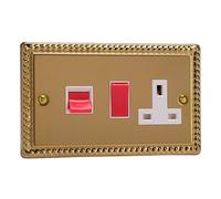Varilight - 45A Cooker Panel (with 13A Switched Socket) Georgian Brass - XG45PW