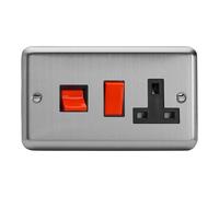 Varilight - 45A Cooker Panel (with 13A Switched Socket) Matt Chrome - XS45PB