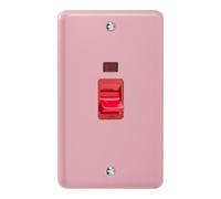 Varilight 45A Cooker Switch + Neon (Vertical Twin Plate, Red Rocker) Rose Pink