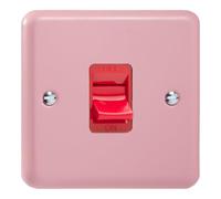 Varilight 45A Cooker Switch (Single Plate, Red Rocker) Rose Pink XY45S.RP