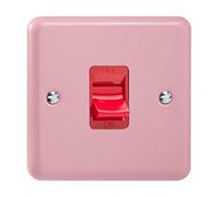 Varilight 45A Cooker Switch (Single Plate, Red Rocker) Rose Pink XY45S.RP