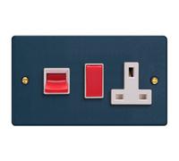 Varilight 45A Cooker Switch With 13A Dp Switched Socket Midnight Blue With Red/brass Xdy45Pw.mn